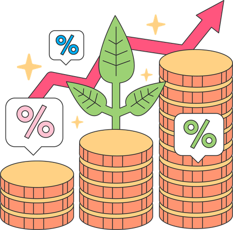 Crescimento financeiro com planta  Ilustração