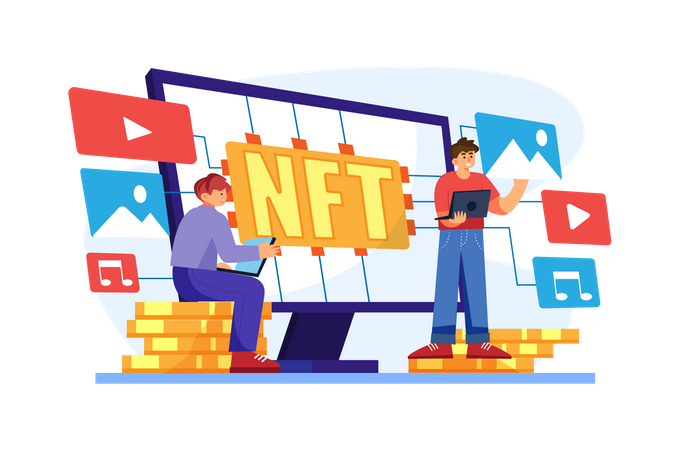 Criação de arte de token não fungível  Ilustração
