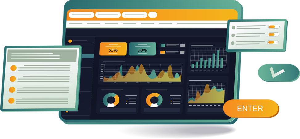 Criação de painel de análise de dados usando Excel  Ilustração