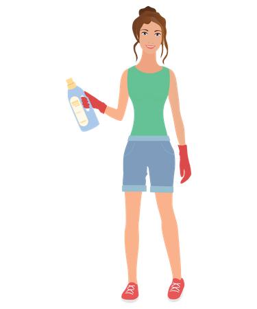 Criada con líquido de limpieza  Ilustración