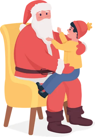 Criança conversando com o Papai Noel  Ilustração