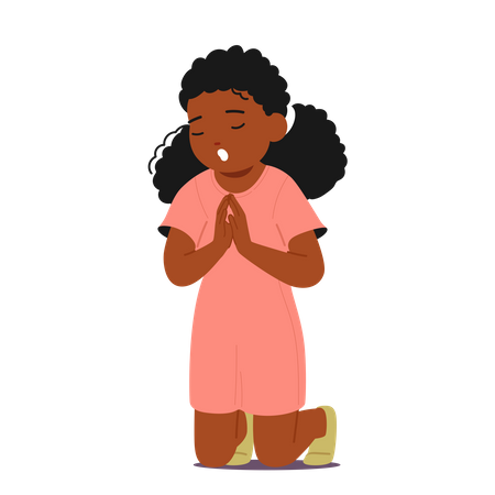 Criança em oração profunda  Ilustração