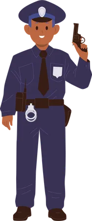 Criança em uniforme policial  Ilustração