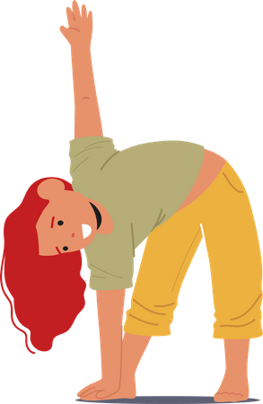 Criança envolvida em posturas de ioga  Ilustração