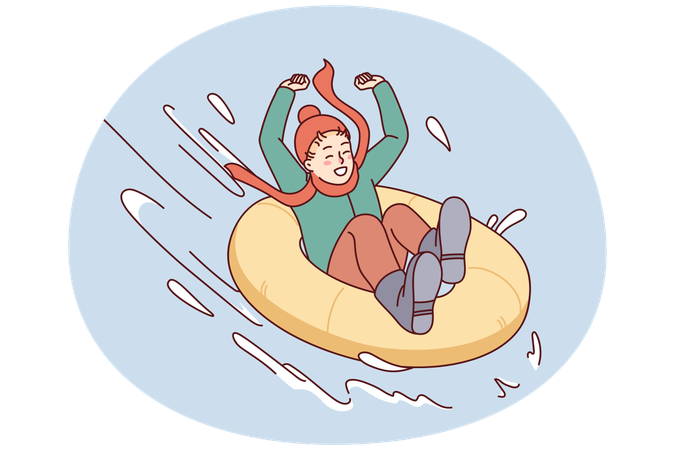 Criança feliz andando na colina de inverno  Ilustração