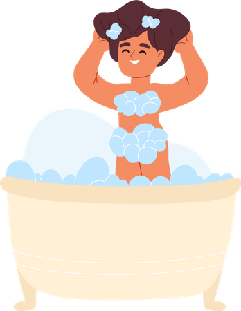 Garota tomando banho  Ilustração