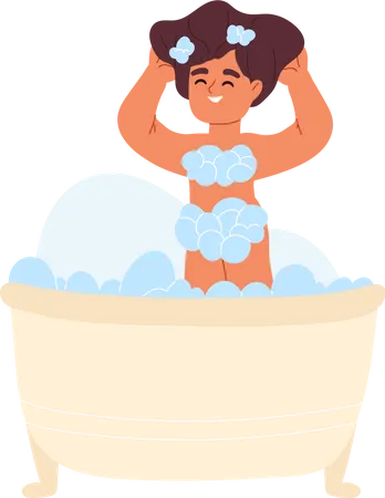 Garota tomando banho  Ilustração