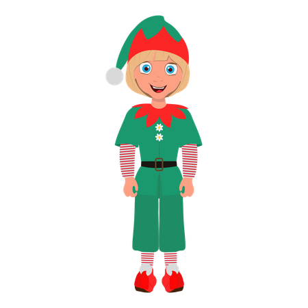 Menino vestindo fantasia de elfo de natal  Ilustração