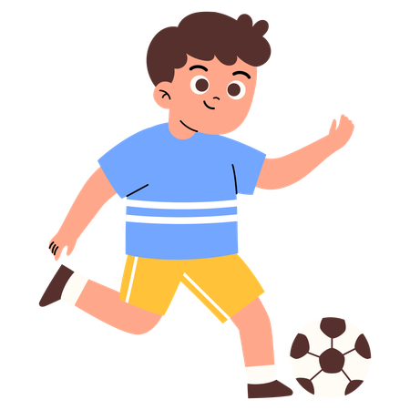 Criança pequena jogando futebol  Ilustração