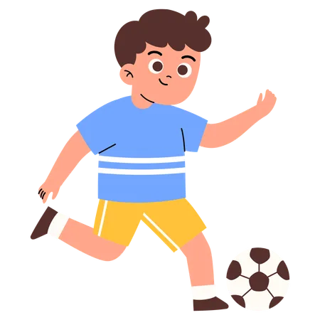 Criança pequena jogando futebol  Ilustração