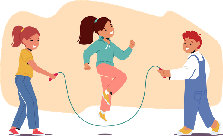 As crianças adoram pular corda  Ilustração