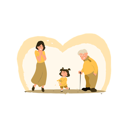 Crianças dando flores para a mãe  Ilustração