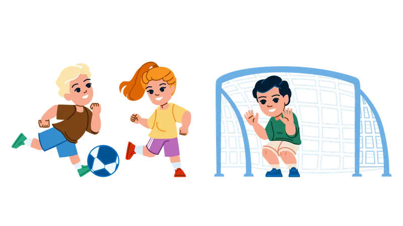 As crianças estão jogando futebol  Ilustração