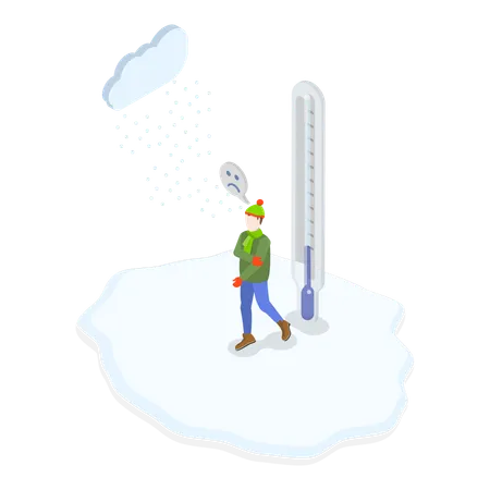 As crianças estão tristes por causa do frio extremo  Ilustração