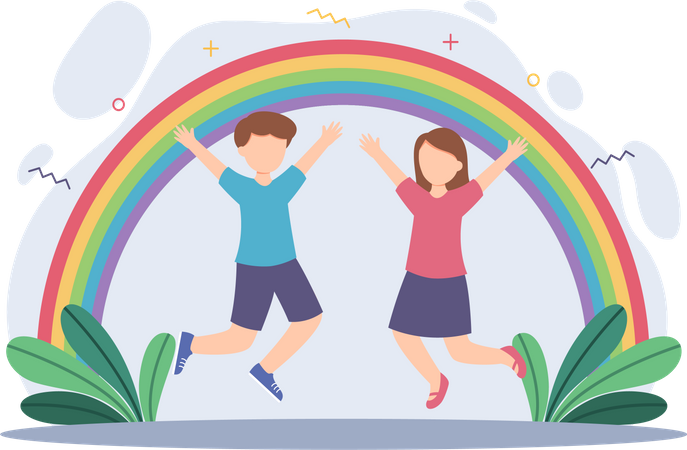 Crianças felizes  Ilustração