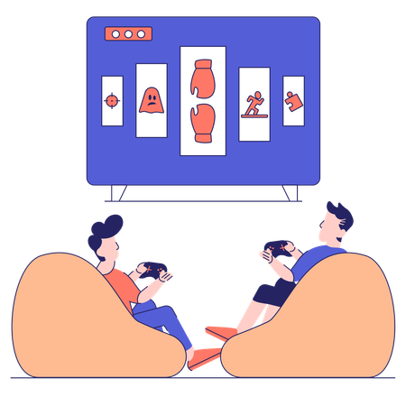Crianças jogando gêneros de jogos  Ilustração