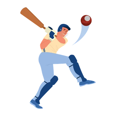 Cricket batsman hitting ball Illustration