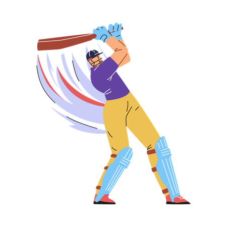 Cricket batsman swinging his bat  Illustration