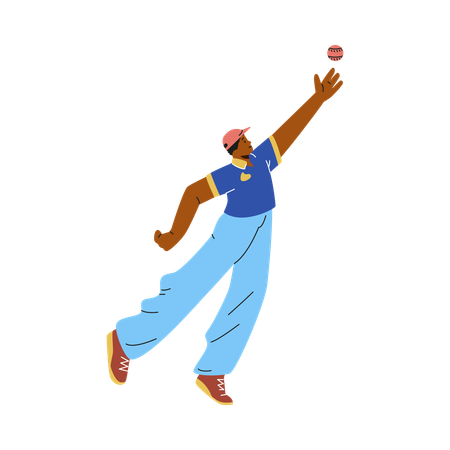 Cricket bowler player throws or catches ball  Illustration