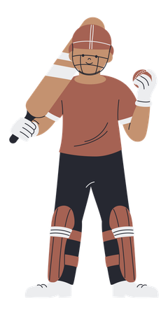 Cricket Boy Athlete playing cricket match  Illustration