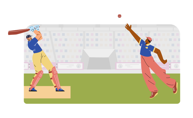 Cricket championship sport game at stadium  Illustration