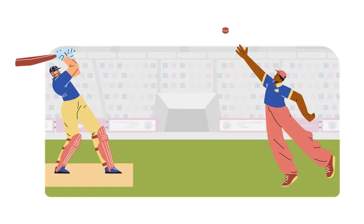 Cricket championship sport game at stadium  Illustration