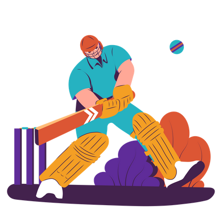 Cricket player hitting ball  Illustration