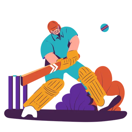 Cricket player hitting ball  Illustration