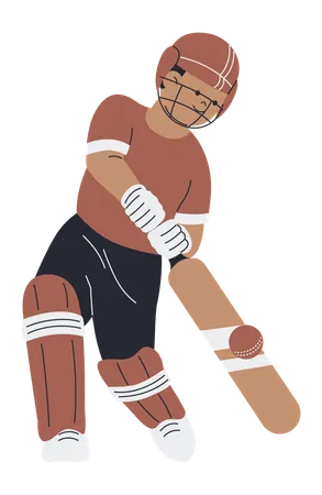 Cricket Player Hitting Ball with Bat  Illustration