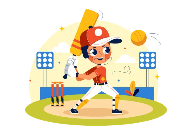 Cricket Player hitting shot  Illustration