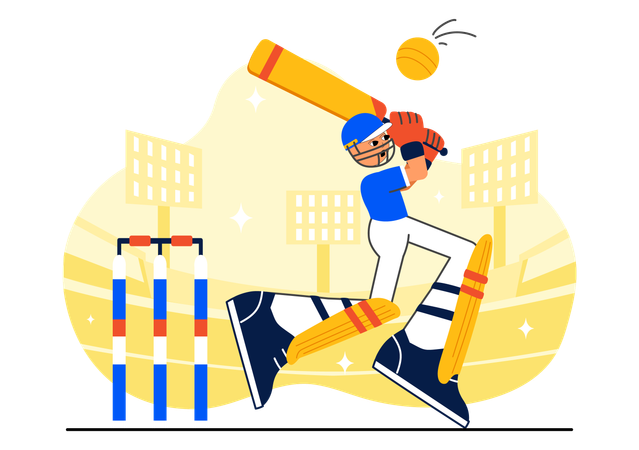 Cricket Player playing cricket  Illustration