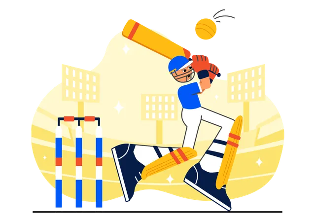 Cricket Player playing cricket  Illustration