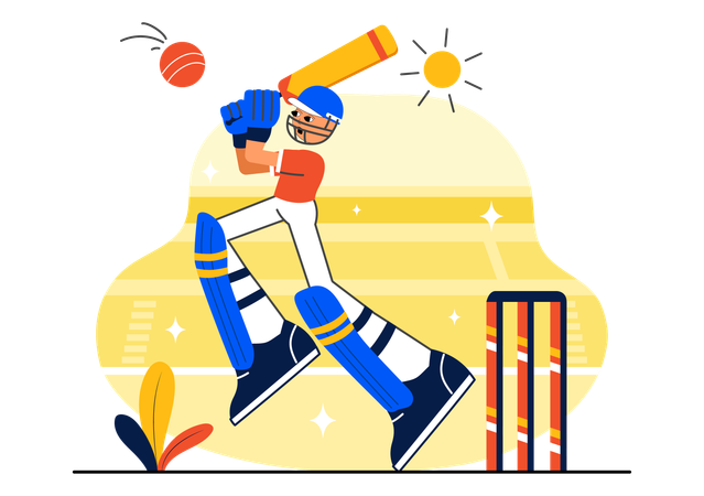 Cricket Player playing on field  Illustration