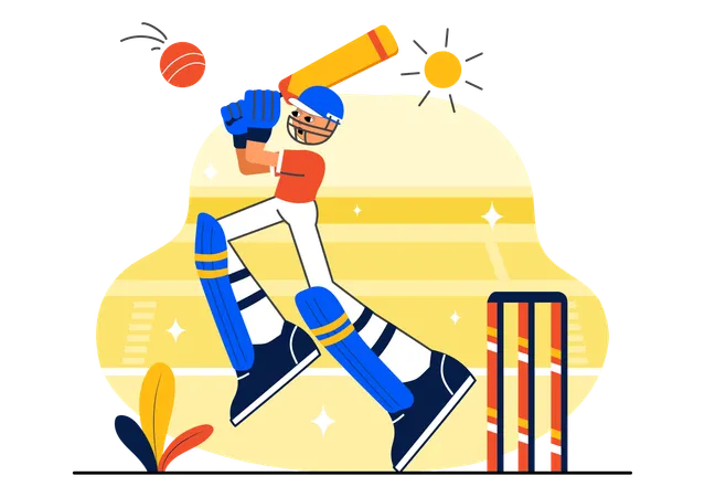 Cricket Player playing on field  Illustration