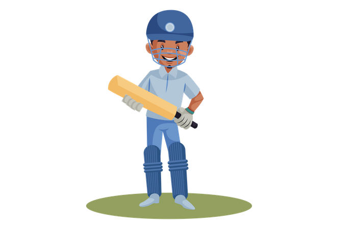 Cricket player smiling  Illustration