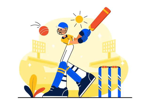 Cricket Player winning match  Illustration