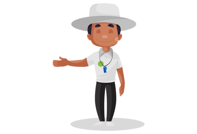 Cricket umpire giving no ball signal  Illustration