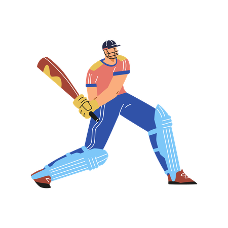 Cricketer swinging  bat ready to hit ball  Illustration