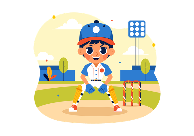 Cricket-Spieler nehmen an Turnier teil  Illustration