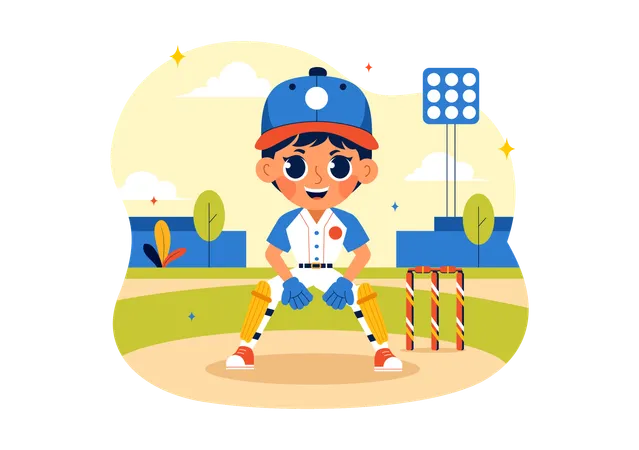 Cricket-Spieler nehmen an Turnier teil  Illustration