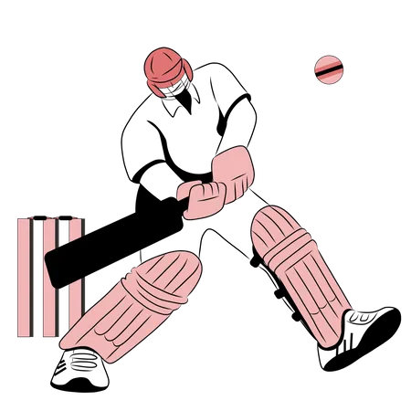 Cricketspieler schlägt Ball  Illustration