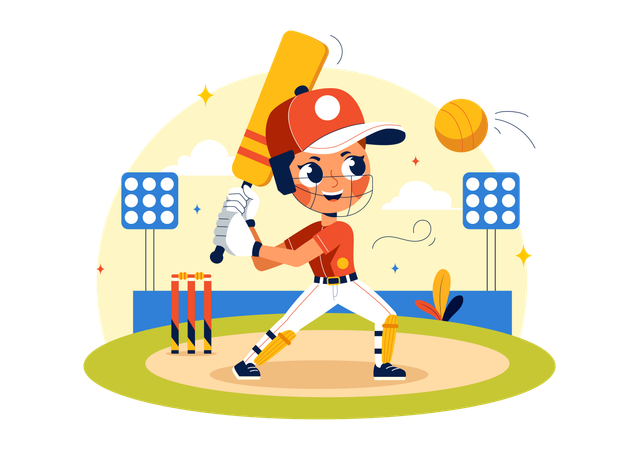 Cricket-Spieler schlägt zu  Illustration