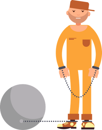 Criminal chained with ball Illustration