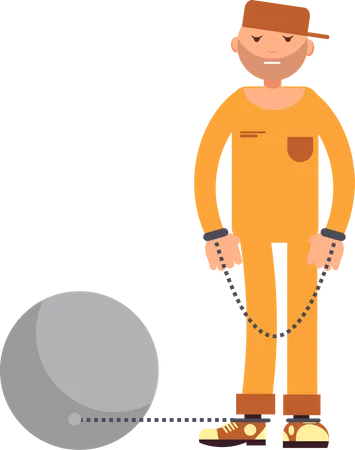 Criminal chained with ball  Illustration