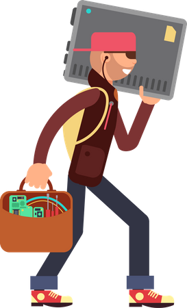 Criminal computer hacker in bank hacking  Illustration