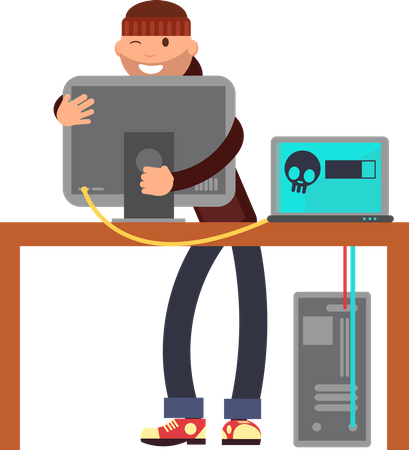 Criminal hackers breaking computer bank accounts  Illustration