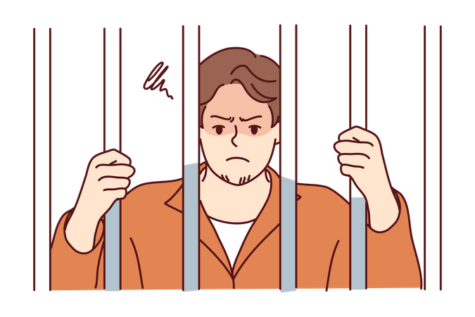 Criminal in jail  Illustration