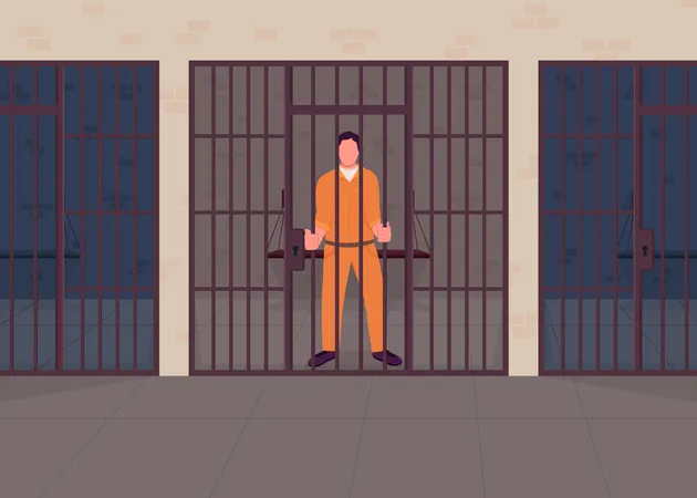Criminal in prison  Illustration