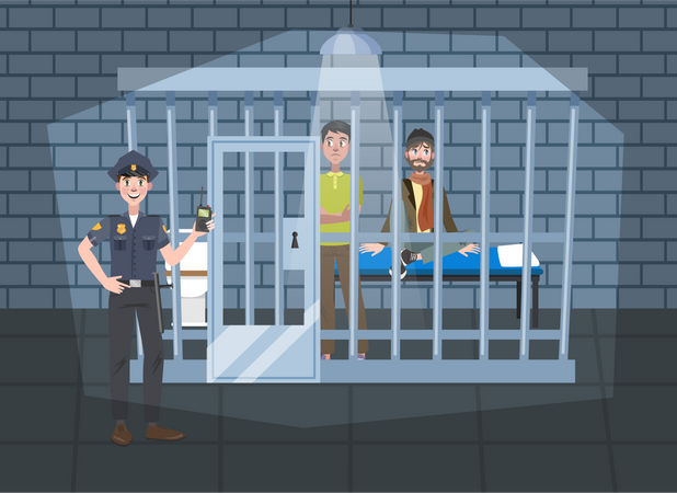 Criminal in prison Illustration