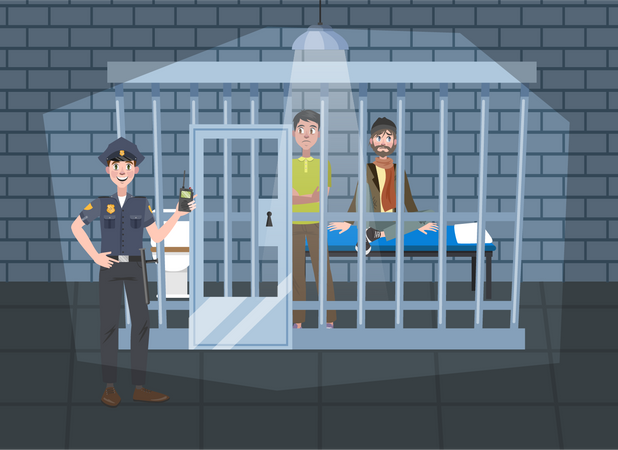 Criminal in prison  Illustration